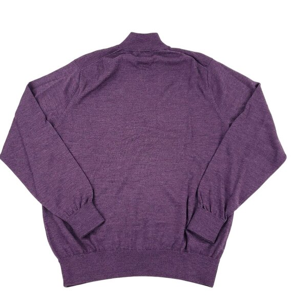 Peter Millar Sweater Men Large Merino Wool Quarter Zip Mock Neck Purple Pullover - Picture 4 of 9